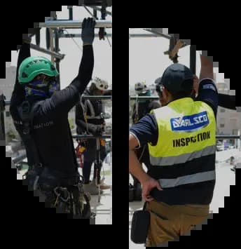 Construction worker in safety gear on a project site