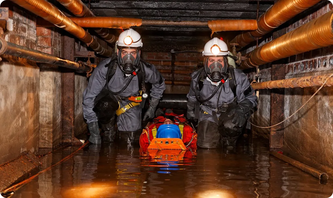 Working in confined spaces safety training illustration
